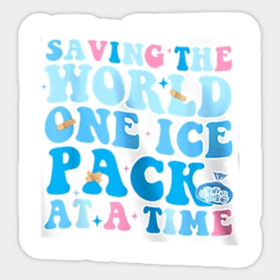 Retro Saving The World One Ice Pack At A Time School Nurse T-Shirt Sticker